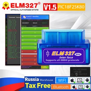 OBD2 сканер ELM327 V1.5 PIC18F25K80 Bluetooth-Совместимый Мини ELM 327 V2.1 wifi считыватель кодов для Android автомобильный диагностический инструмент