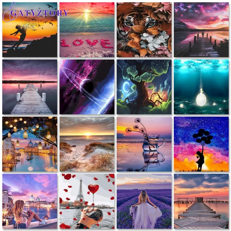 

GATYZTORY DIY Paint By Numbers Adult Animal Landscape Canvas Painting Handpainted Pictures By Numbers Paint Home Decoration Gift