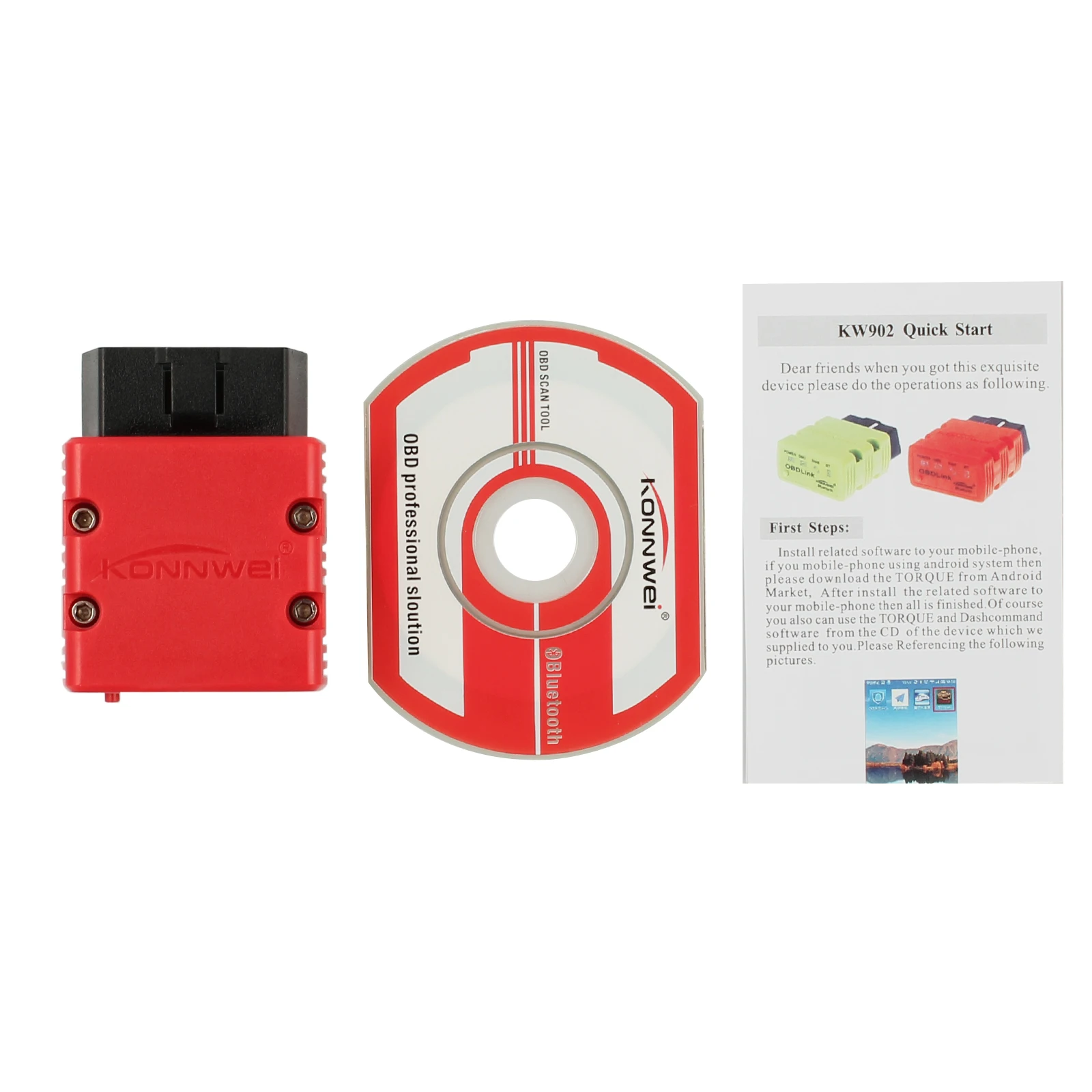 Автомобильный диагностический сканер AUTOUTLET KW902 ELM327 с поддержкой Bluetooth 16 контактов