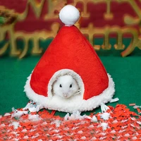 christmas cap shape hamster sleeping bed warm house soft comfortable house nest holiday small pet products