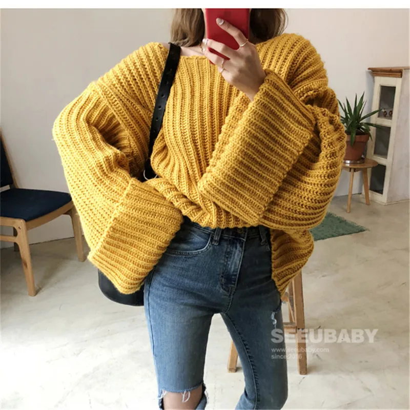 

Ins Korean Style Chic Simple Solid Sweater for Ladies Elegant Simple All-match Sweater 2020 New Autumn Winter Women's Clothing