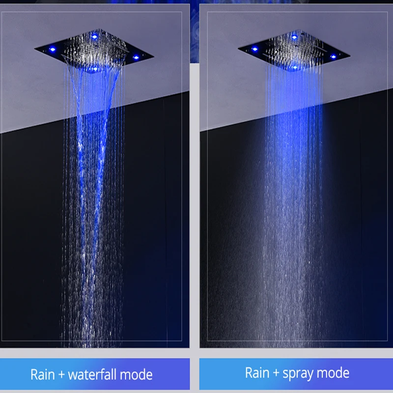 Bluetooth Music Shower head 304 Stainless Steel Waterfall Rainfall Faucet Bathroom Ceiling Colorful LED Head Panel | Обустройство