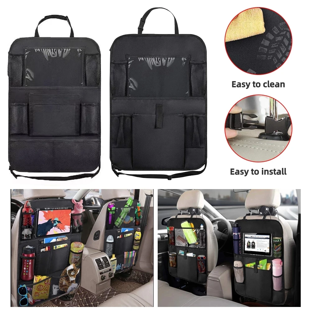 

Автомобильный Органайзер на заднее сиденье с держателем для планшета с сенсорным экраном, чехол для хранения на заднее сиденье автомобиля, ...