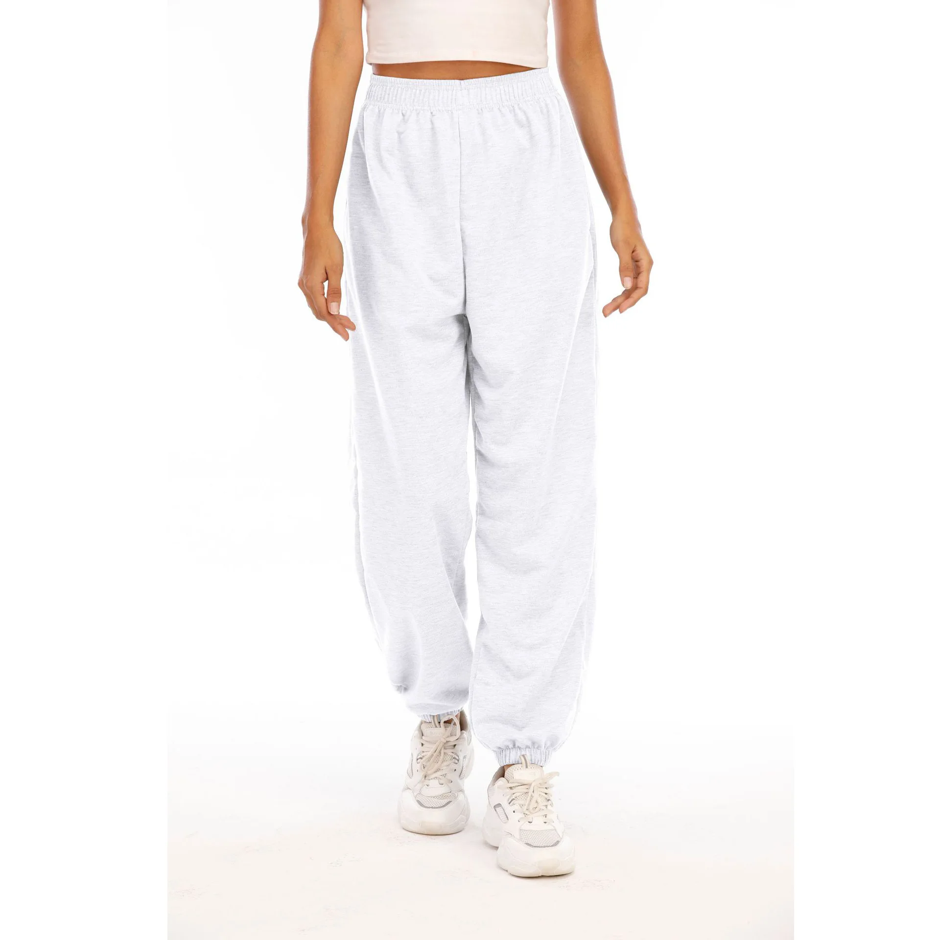 

WEPBEL Long Pants Women's Casual Solid Color Pocket Loose Trousers Summer Fashion Sports Elastic High Waist Pencil Pants