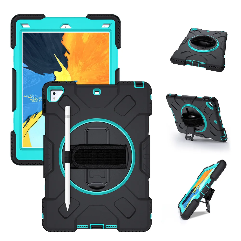 Black with Blue Чехол для iPad Pro 9,7 Air 2 iPad 9,7 дюймов чехол для планшета с держателем карандаша вращение на 360 Защитный ремешок JGX07 - Цвет: Black with Blue