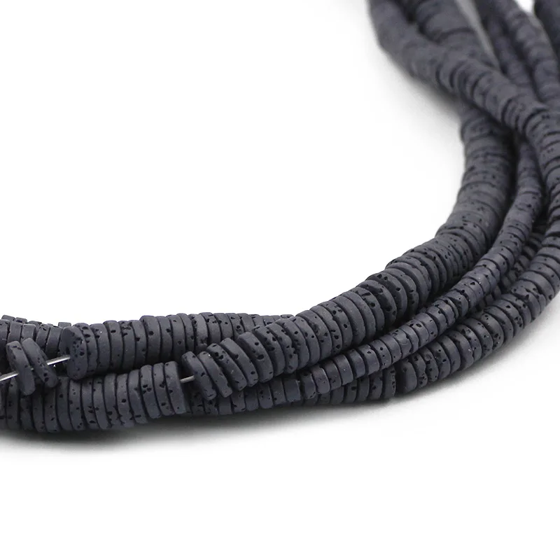 Натуральный черный камень из вулканической лавы бусины 4/6/8 мм плоские круглые