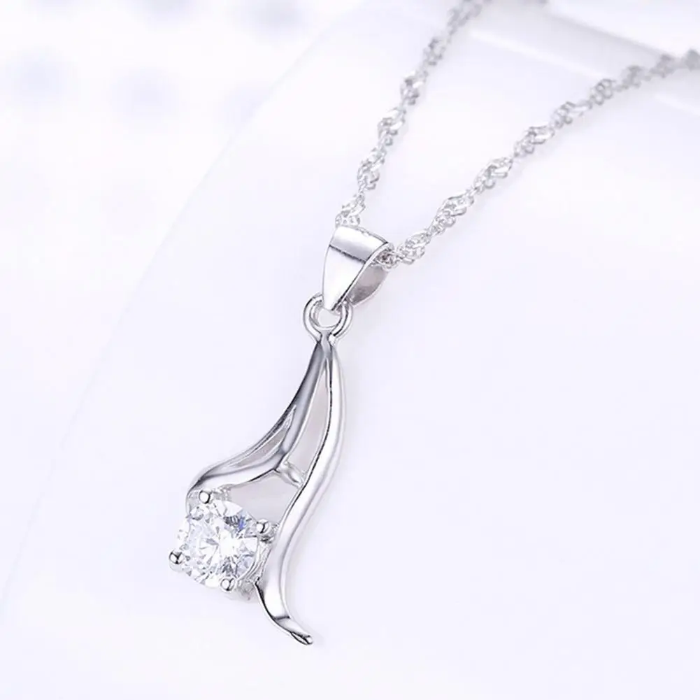 

SILVERHOO Collarbone Chain Glossy Appearance Silver Plated Lovely Electroplating Letter A Collar Necklace Pendant Jewelry