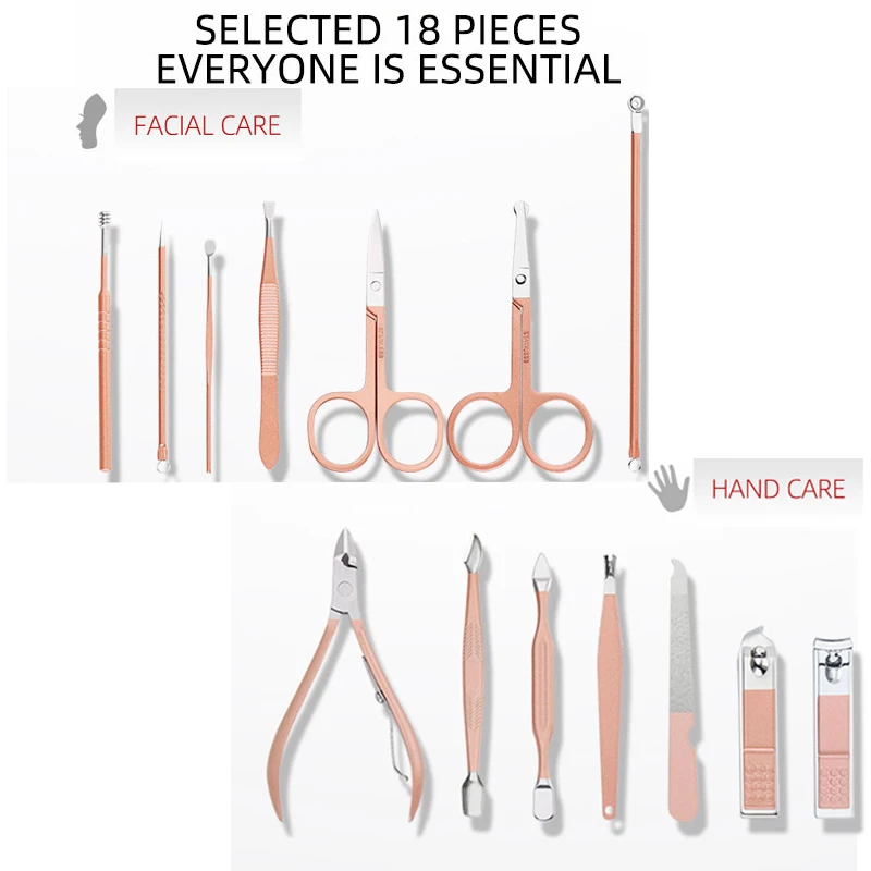 Маникюрный набор из 18 шт. кусачки нержавеющей стали для дизайна ногтей