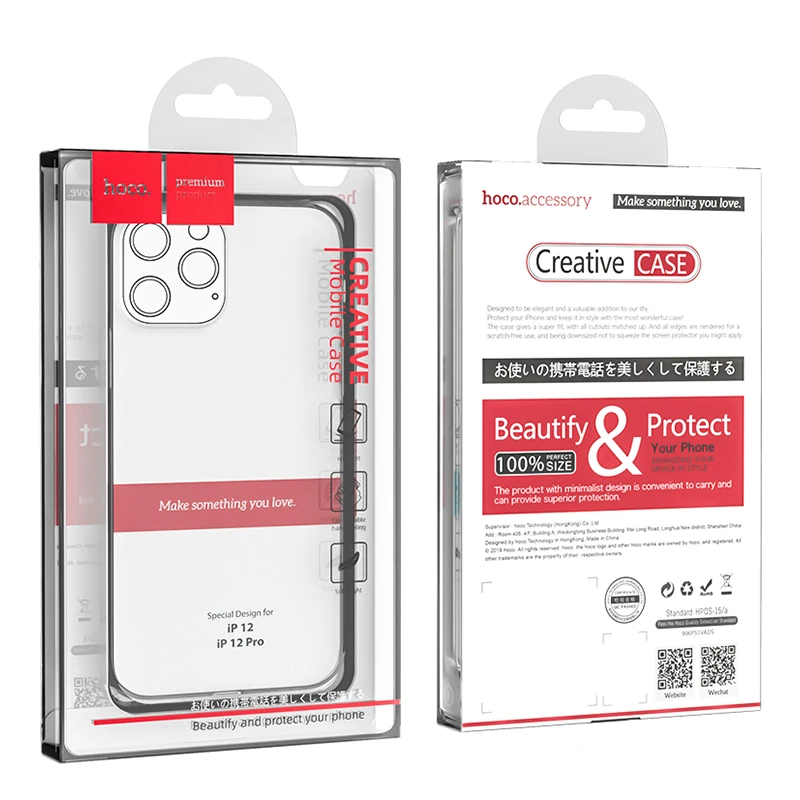 Hoco Transparent Silicone Phone Case For iPhone 11 12Pro Max 13 Mini Anti Shock Protective Cover For iPhone X XS MAX XR 7 8 Plus