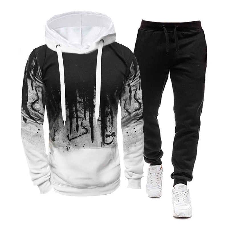 

2020 Casual Tracksuit Men Clothing Two Pieces Sets Hoodies And Long Pants Male Suit Sweatshirt Outfit Sportswear Autumn Hooded