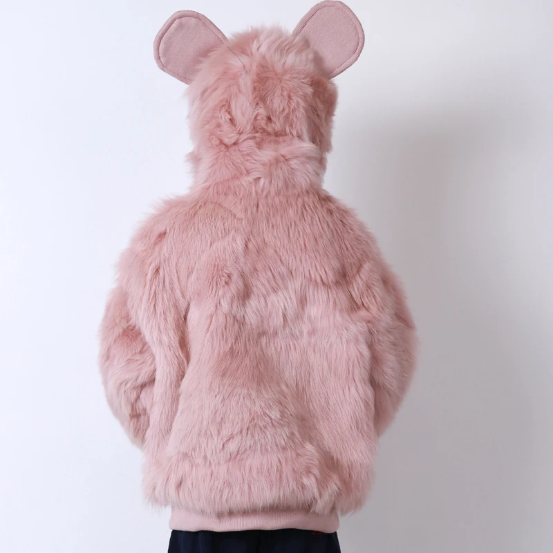 

natural jakcet little kids outwear real fox fur hooded jacket