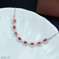 kjjeaxcmy fine jewelry s925 sterling silver inlaid natural ruby new girls elegant hand bracelet support test chinese style