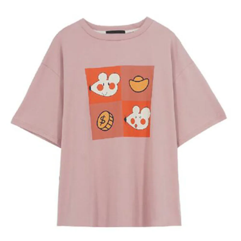 

Cute Cartoon Print Women T-shirt Spring Summer New Short Sleeve Round Neck T shirt Femme Casual Loose T shirt Woman