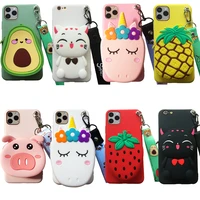 for xiaomi mi a1 a2 f1 6 8 9 3d cartoon animal soft silicone purse case wallet phone cover with strape chain shell bag cable