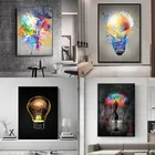 Светильник енная картина с изображением лампочки граффити на холсте постеры принты абстрактные уличные настенные картины для гостиной ресторана украшение