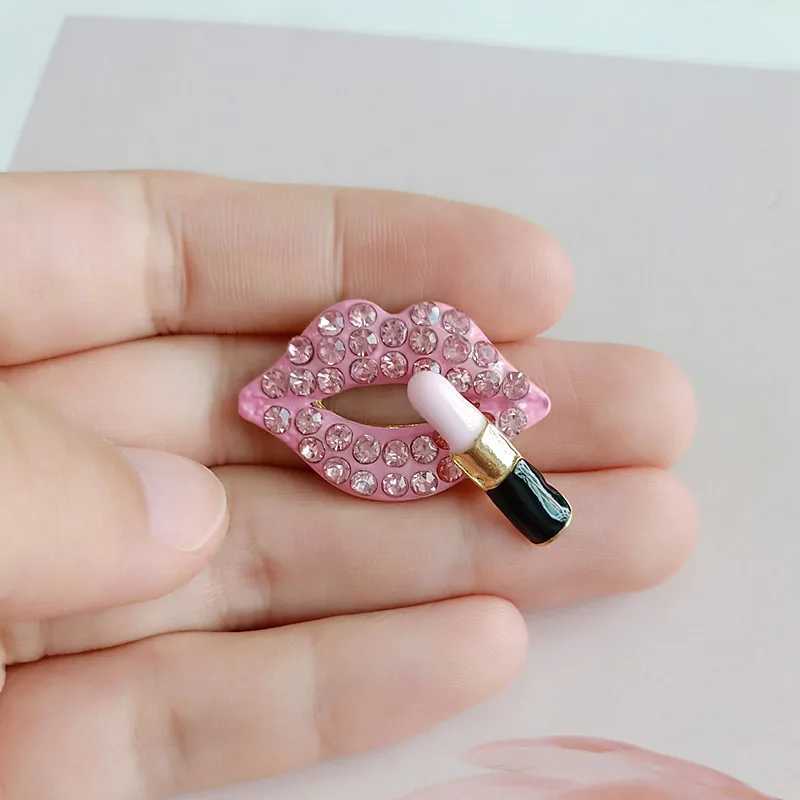 Пуговицы из сплава со стразами 5 шт./лот пуговицы в виде помады красных губ для