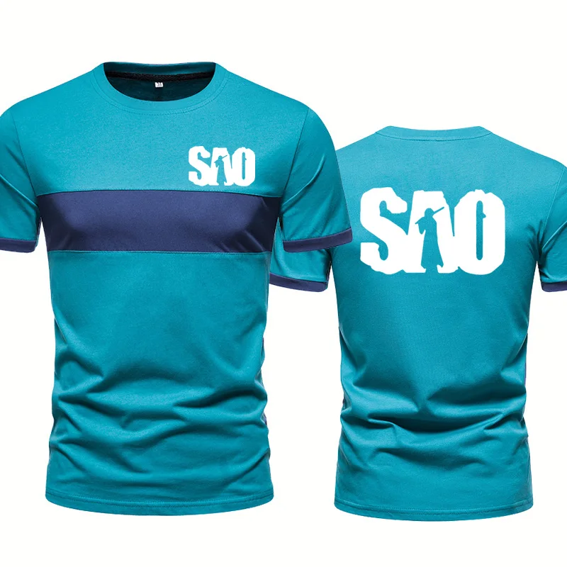 Футболка мужская хлопковая с круглым вырезом модная Повседневная рубашка