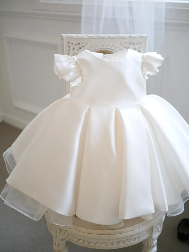 Бальное платье с бусинами для девочек 1 год крещения свадебные костюмы