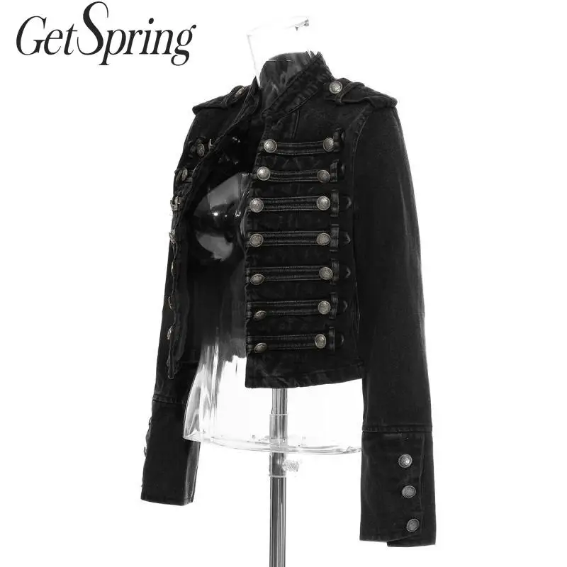 Getвесна женское джинсовое пальто женская черная джинсовая куртка локомотив