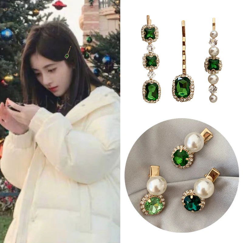 Имитация искусственных геометрических зеленых заколок для волос заколки