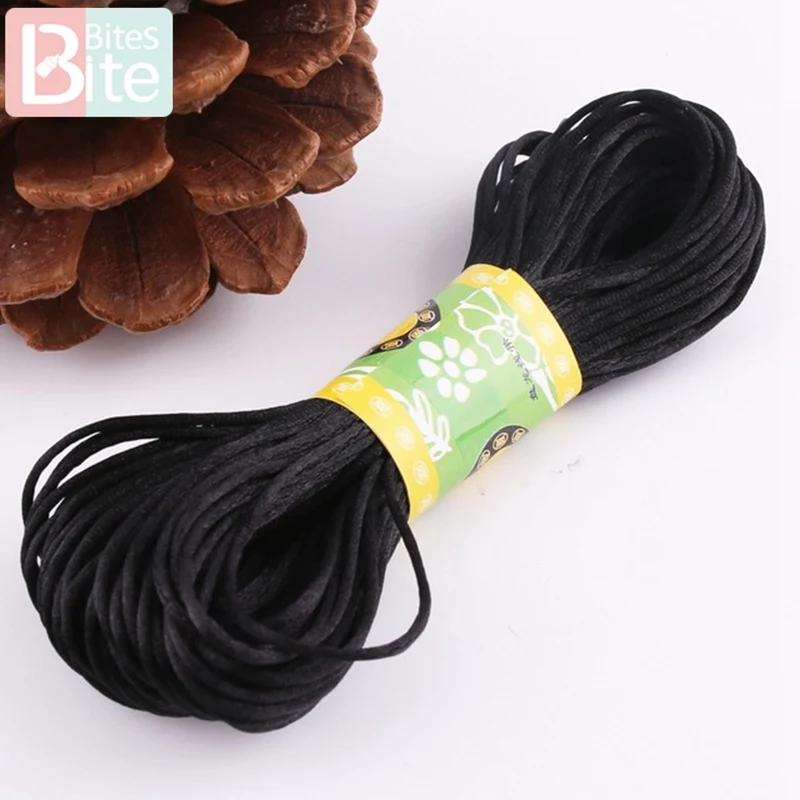 20M Rope Black 1 шт. атласная шелковая веревка, нейлоновый шнур, цветной 1 мм, 80 м, детский прорезыватель, аксессуары для прорезывания зубов, ожерелье, трещотка, шнур, инструмент «сделай сам» - Цвет: 20M Rope Black
