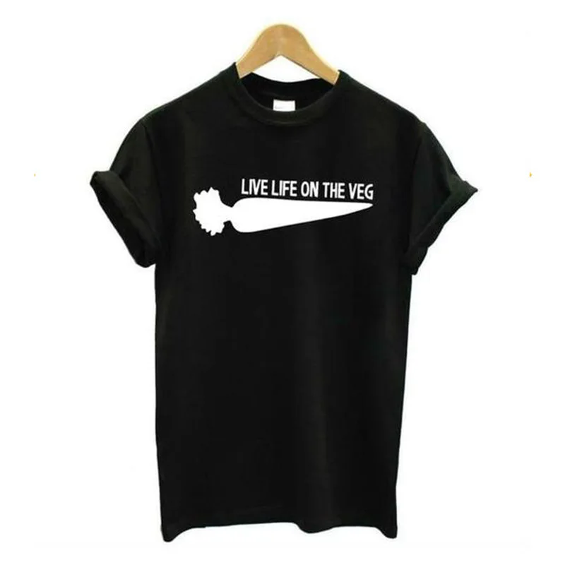 Футболка женская Вегетарианская с круглым вырезом и принтом моркови | Женская