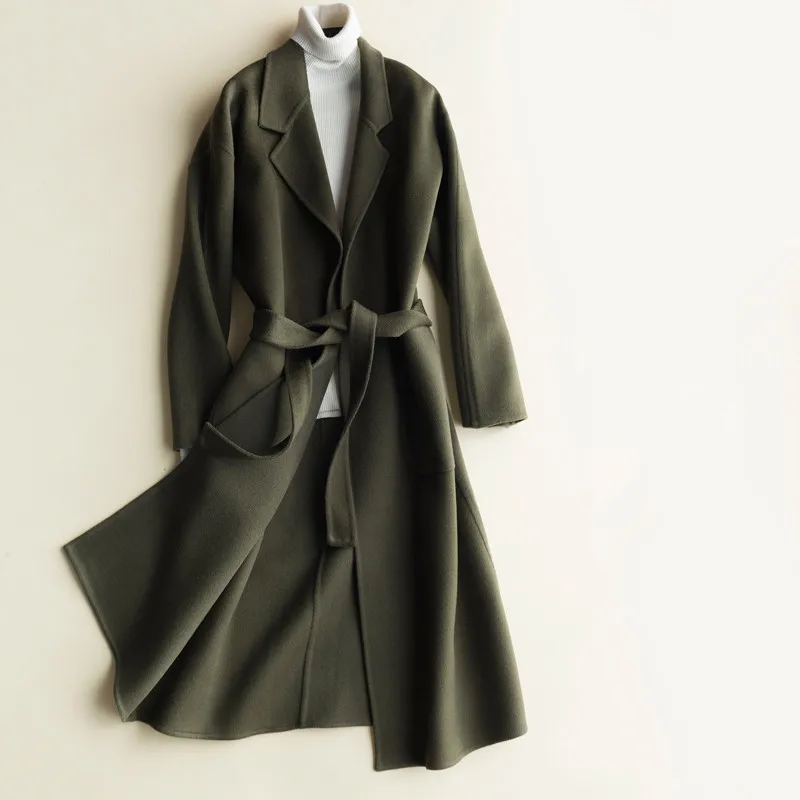 

Женское шерстяное пальто, осенне-зимние длинные куртки с отложным воротником, Женское шерстяное пальто, женские пальто, 2020