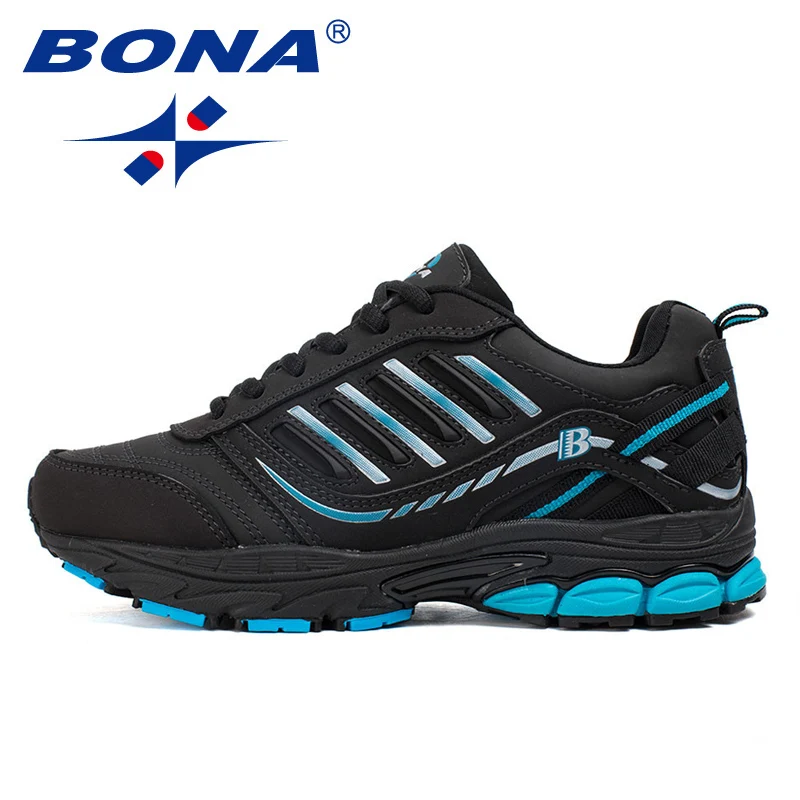Blue Black BONA/Новинка; Лидер продаж; женская спортивная обувь для мужчин; спортивная обувь на шнуровке; популярные кроссовки; удобная спортивная обувь - Цвет: Blue Black