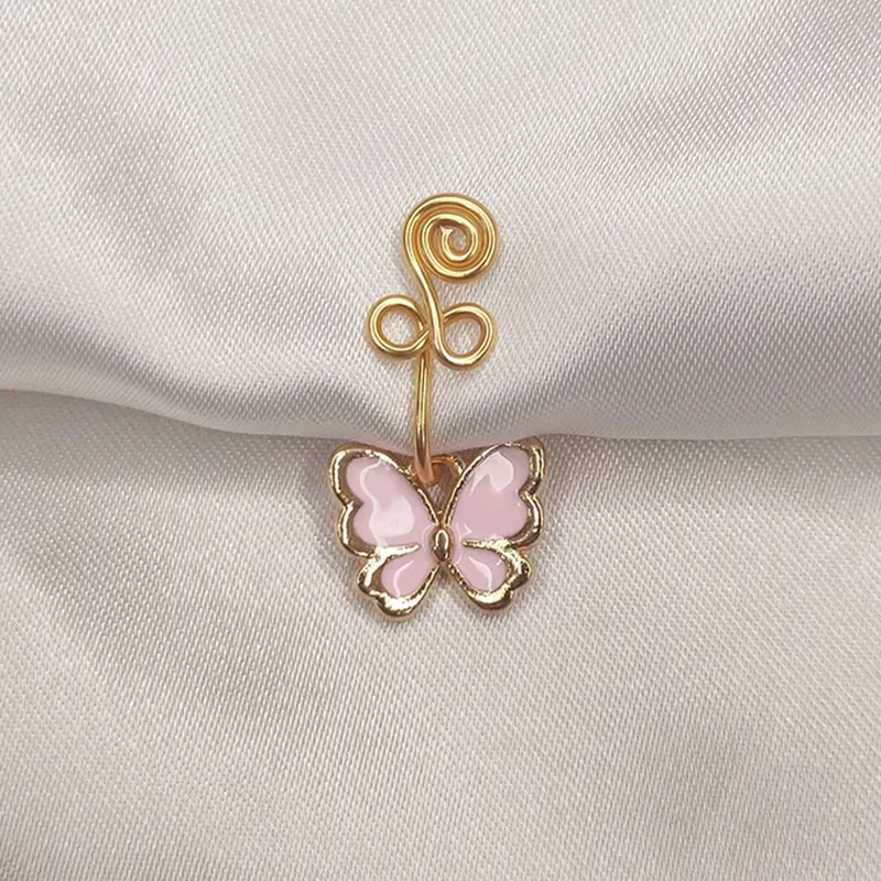 

2021 Goth Butterfly Copper Wire Spiral Fake Piercing Nose Ring Punk Gold Color Clip Nose Ring Ear Clip Cuff Body Jewelry