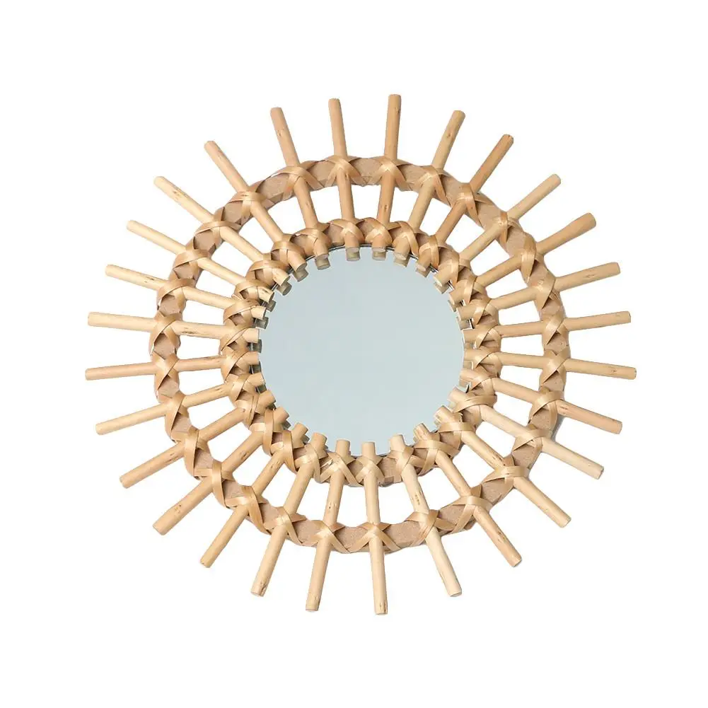 Rattan Dressing Mirror Innovative Art Decor Round Living Room Wall Hanging Bathroom Decoration Makeup | Дом и сад