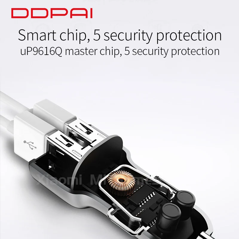 Оригинал DDPai 2USB порт автомобильное зарядное устройство QC3.0 быстрое металлический