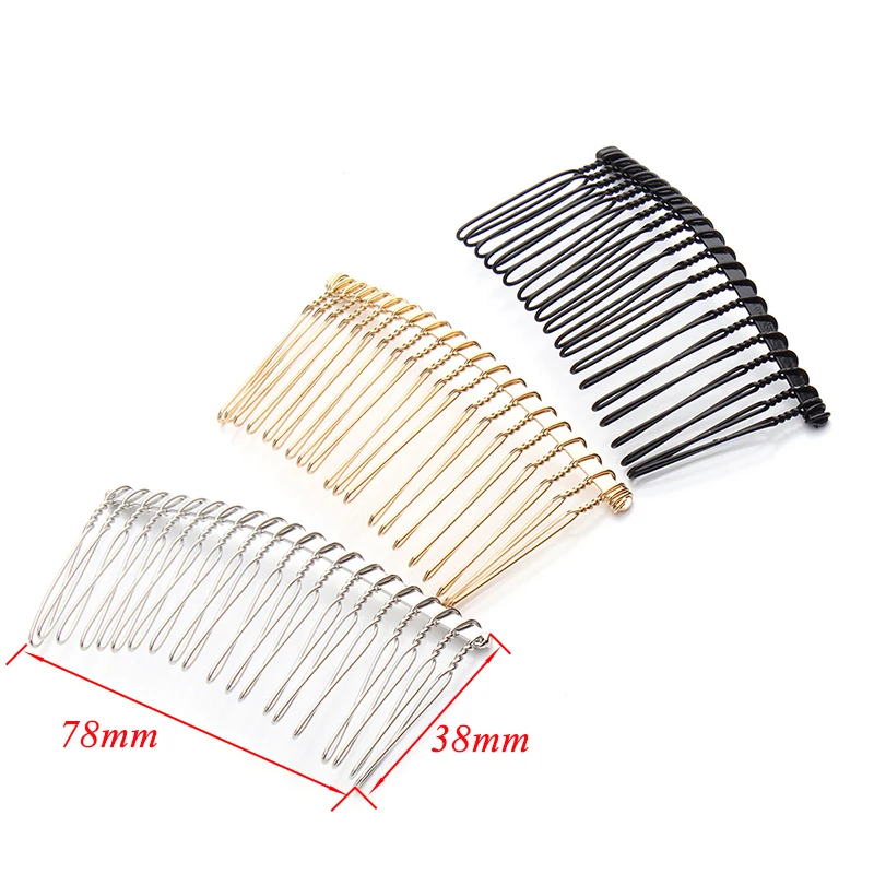 

Rhodium/Gold Multi-tooth Curved Hair Comb Color Hair Base Head Accessories for Diy Making Fashion Head Clips Decoration Supplies