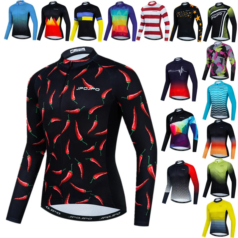 

chili Autumn Men Cycling Jersey Long Sleeve Pro Team Bicycle Shirt Breathable MTB Bike Jersey Racing Cycling Clothing Cycle Wear