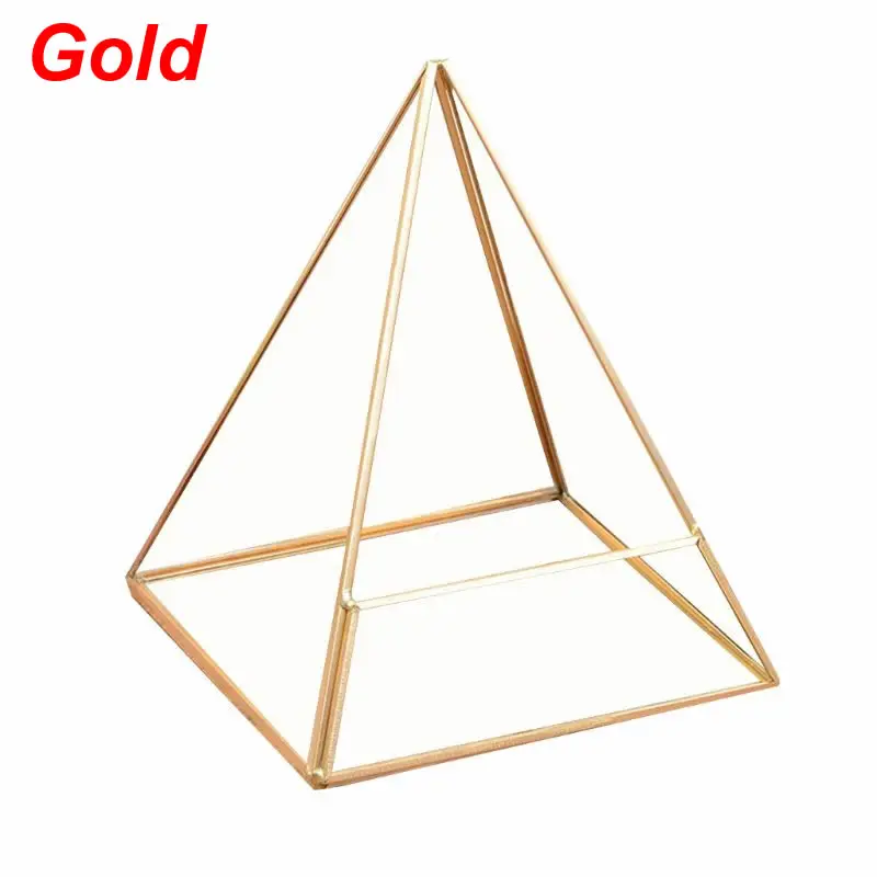 Gold Современная стеклянная коробка для хранения террариума стеклянный держатель для украшений Пирамида настольное суккулентное растение Террариум коробка/подвесной держатель для растений чехол - Цвет: Gold