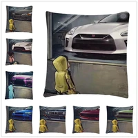 kids watching car cartoon pattern linen cushion cover pillow case for home sofa car decor pillowcase 45x45cm