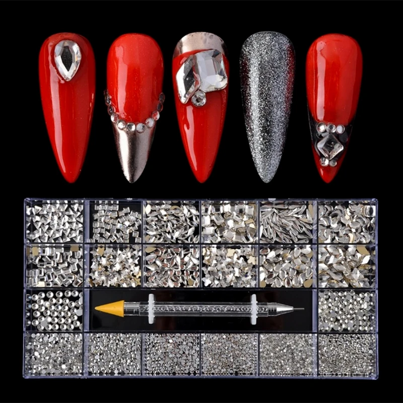 

21 Grids Pro Nail Decoration Kit Multi Shapes with Dual-ended Dotting Pen