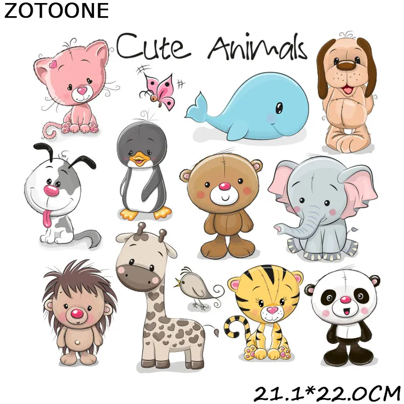 ZOTOONE вырезать мультфильм животных наклейки для железной передачи одежды DIY