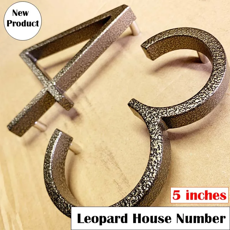 

Leopard Floating House Numbers Doorplate Letters Metal Address Sign Plate Outdoor Street Door Plaque Number For Home Mailbox 0-9