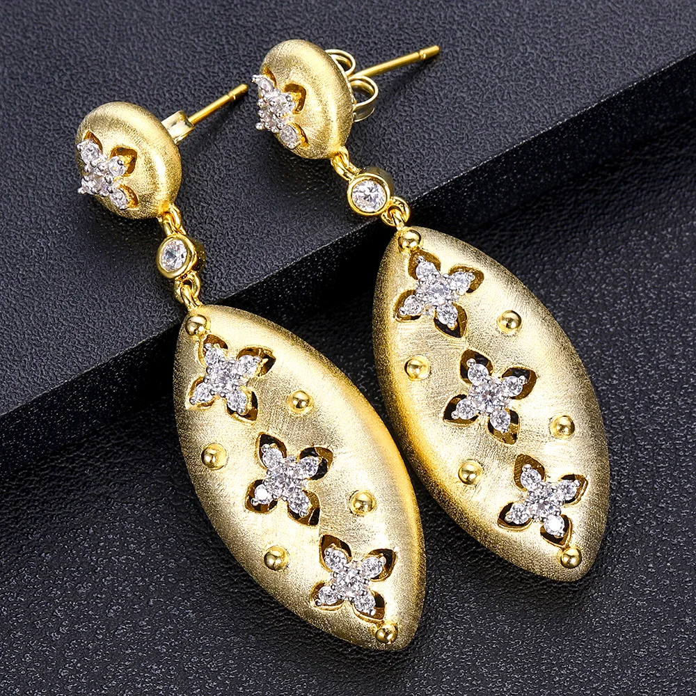 JaneKelly роскошный цветок из серебра 925 пробы с серьгами для женщин кубический