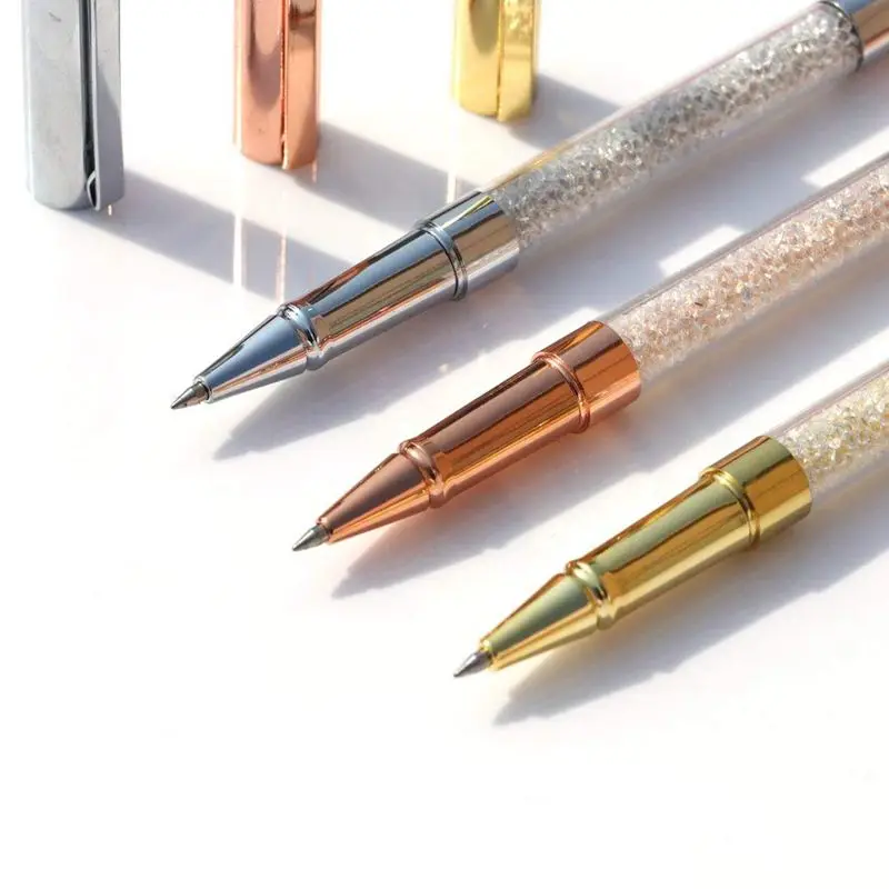 Ручка под розовое золото блестящая кристальная ручка гелевые чернила шариковые