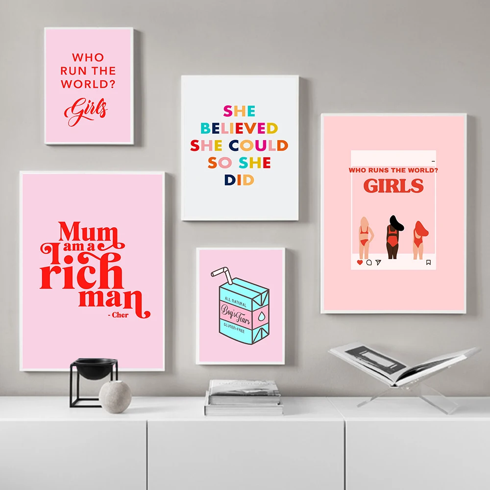 

Feminist Poster Funny Modern Canvas Painting I Am A Rich Man Quote Art Print Power Mom Wall Picture For Living Room Home Decor