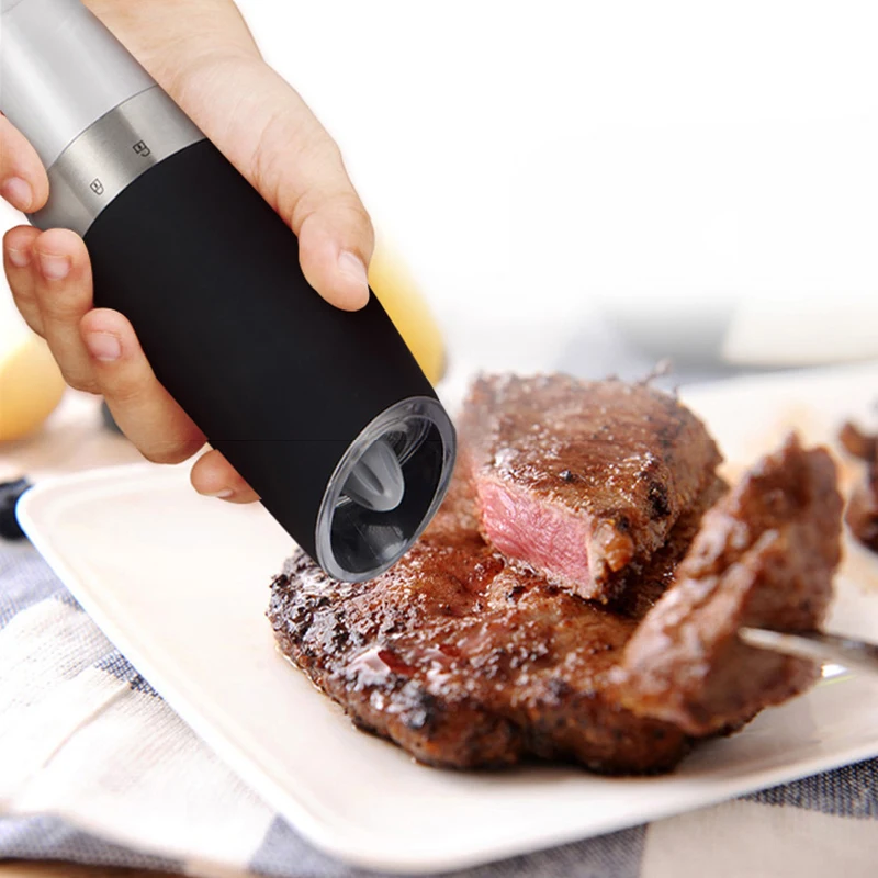 Gravity Electric Pepper Grinder Automatic Battery Powered Salt Mill Adjustable Coarseness with LED Light Kitchen Use LORS889 | Дом и сад