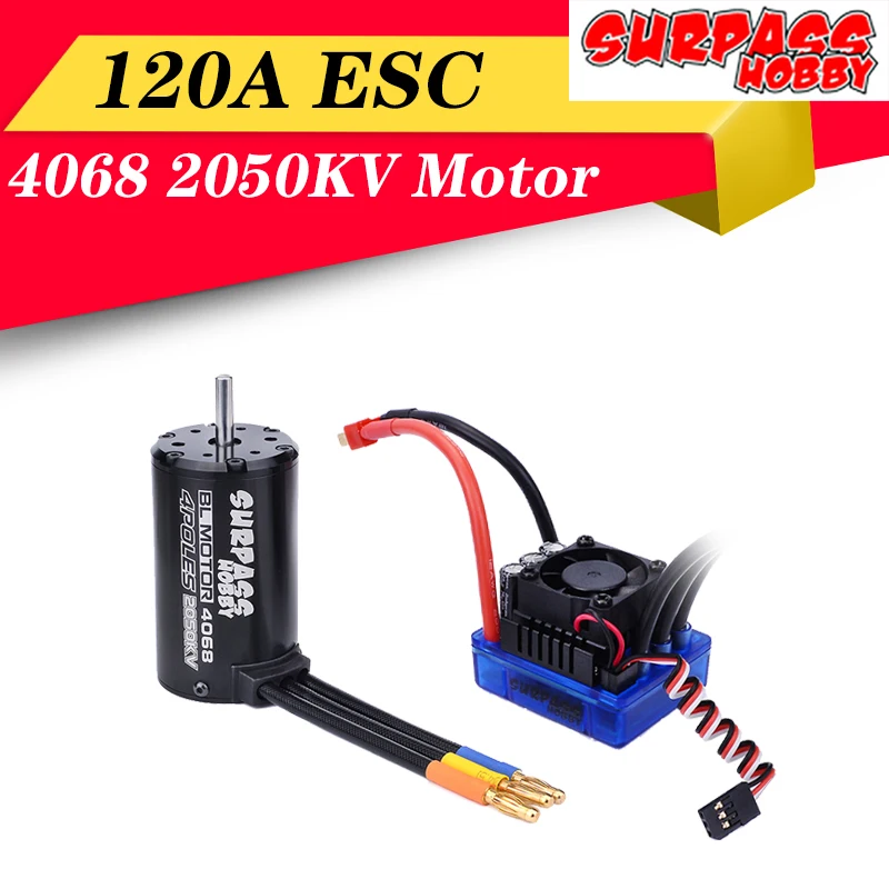 SURPASSHOBBY 4068 2050KV бесщеточный мотор водонепроницаемый без датчика + 120A ESC для 1:8 RC Drift