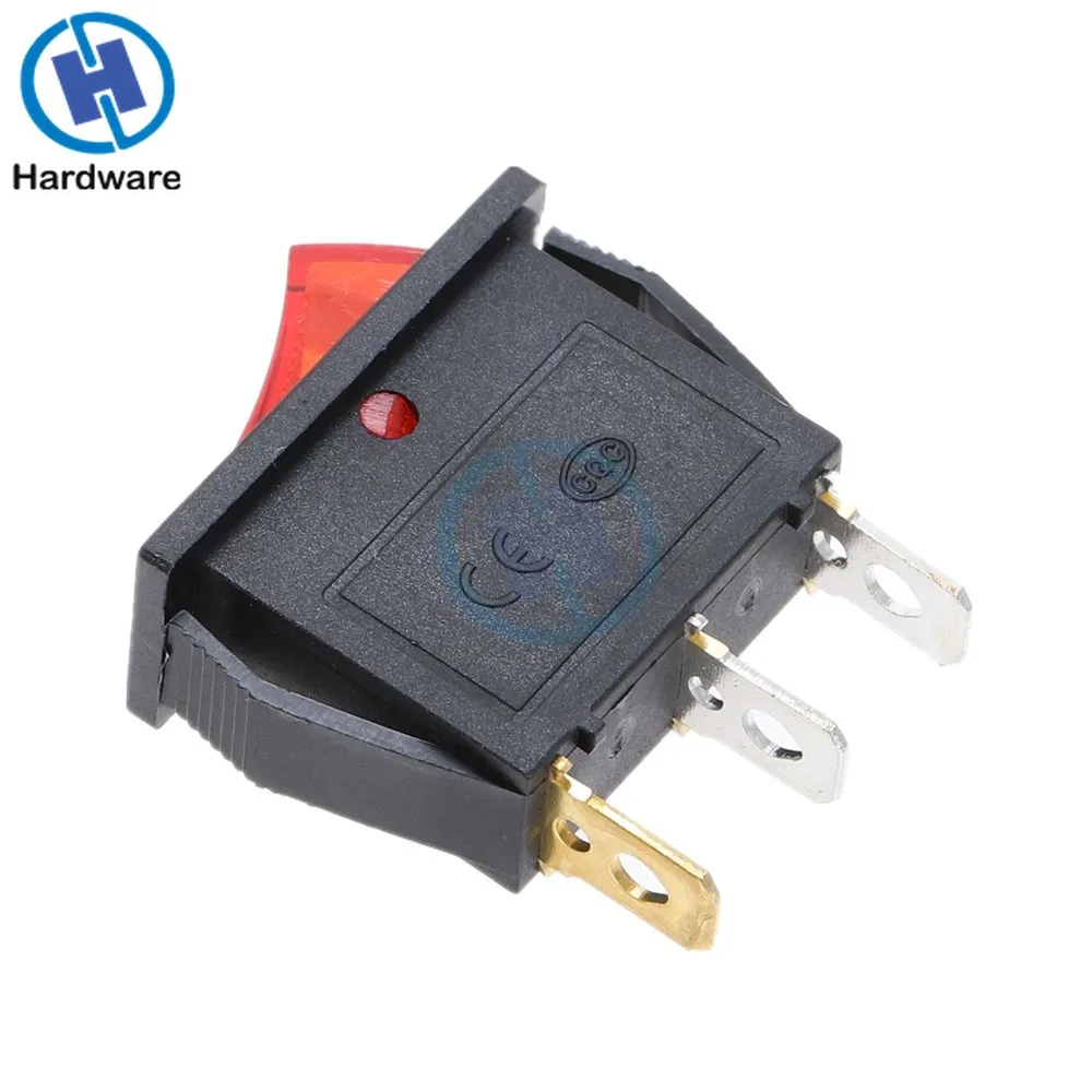 KCD3 220V ON/OFF кулисный переключатель SPST однополюсный 2 Позиции 20A 125VAC светодиодный