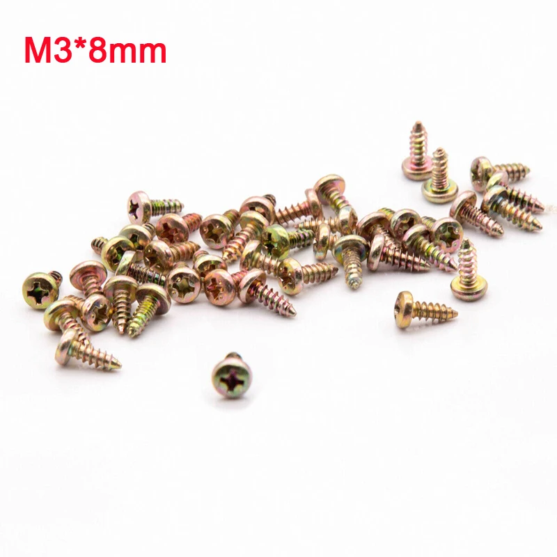 20 шт. цветные оцинкованные плоские винты с круглой головкой Phillips, болты с круглой головкой M3 * 8 мм