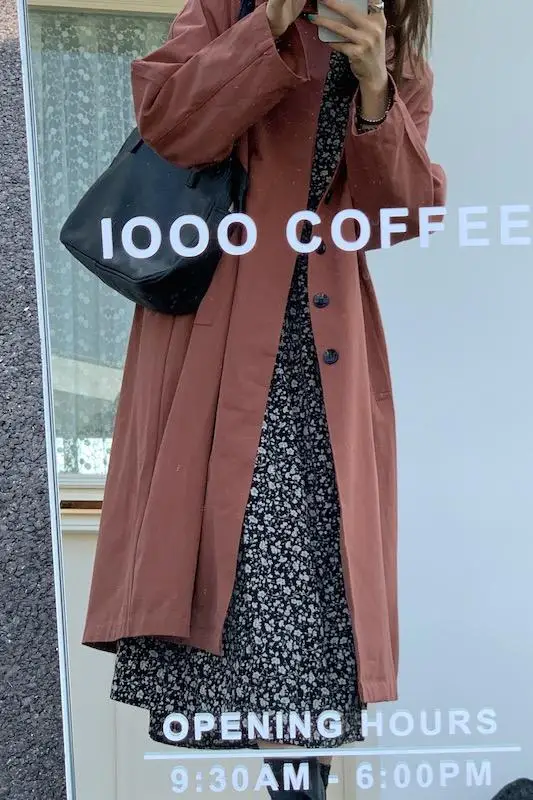 

New 2021 fashion Oversized Women's Trench Coat Office Lady single breated loose casual Windbreaker