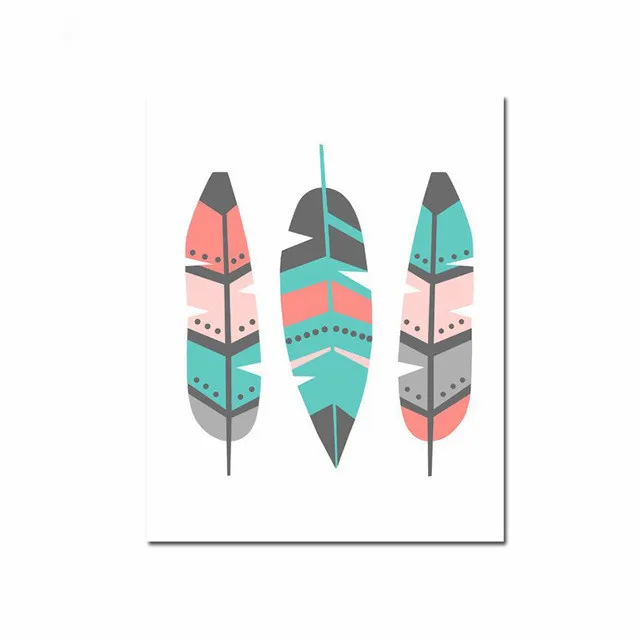 Постер с принтом перьев племенное настенное искусство холст картина Коралловая