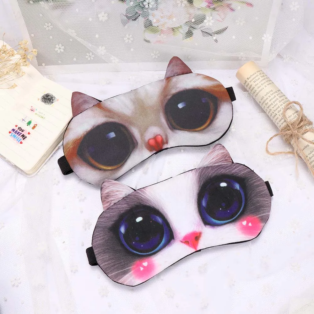3D милая маска для сна с кошкой, маска для глаз, покрытие для век, тени, натуральный спальный глаз, мягкий портативный повязка на глаза, дорожный повязка на глаза