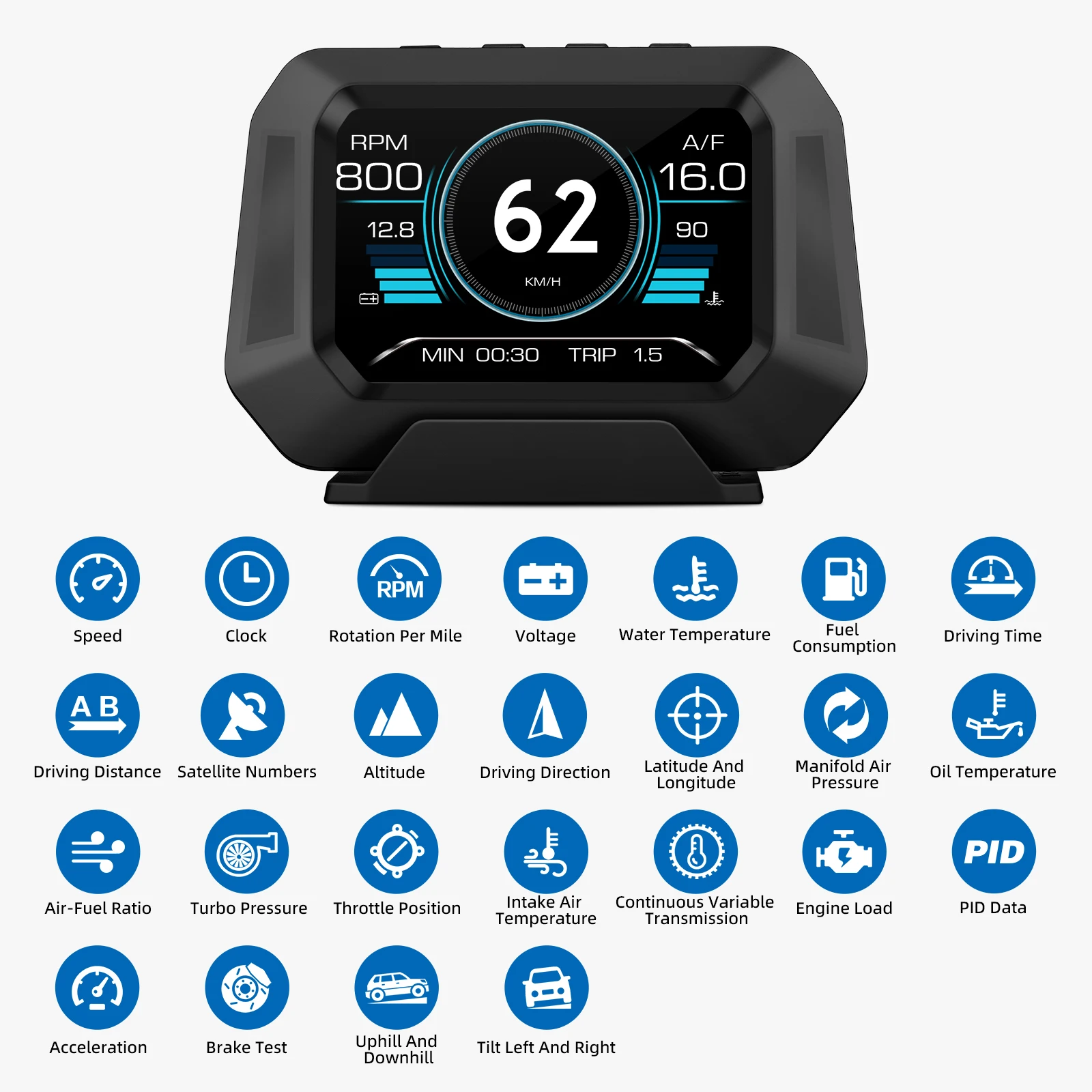 Автомобильный OBD головной дисплей HUD HD GPS компас скорость расход топлива
