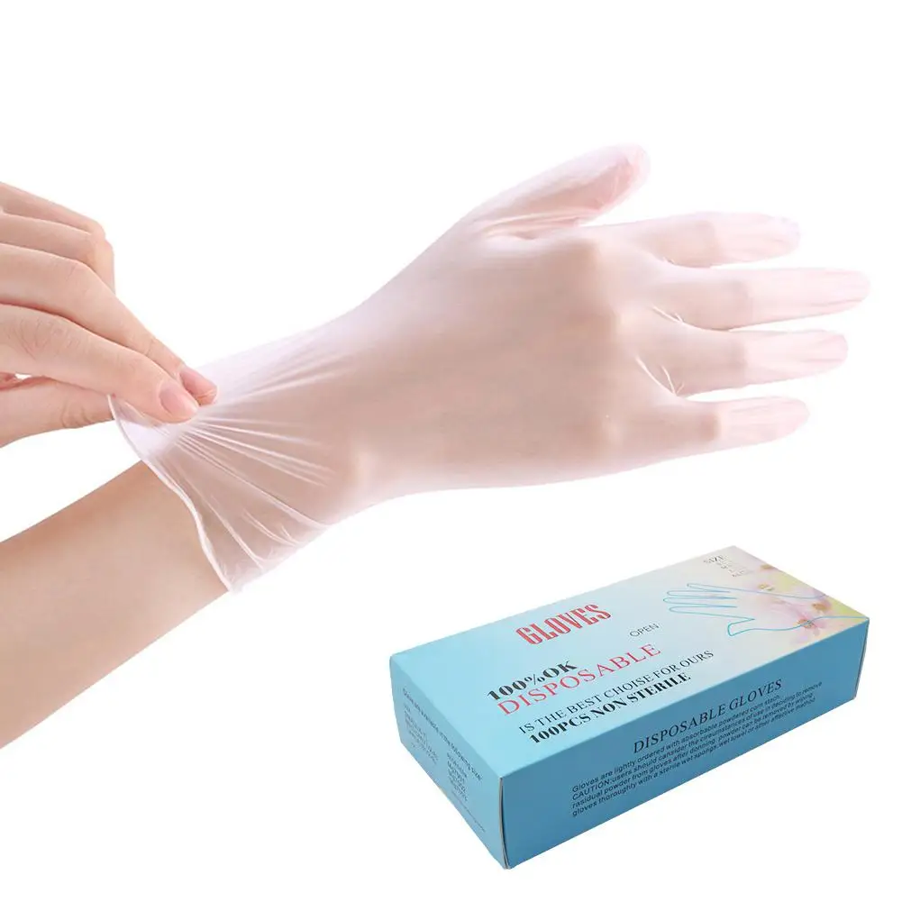 

50/100Pcs PVC Gloves Tattoo Gloves Household Cleaning Washing White Laboratory Nail Art Anti-Static Gloves